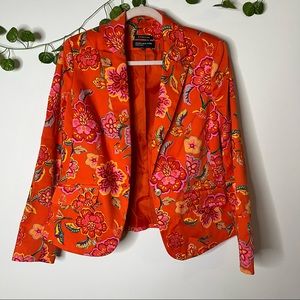 Jones New York Signature Women’s Stretch Orange Floral Jacket Sz 12